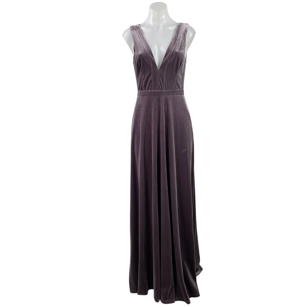 NEW Lulus Beautiful Night Dusty Purple Velvet Sleeveless Maxi Bridesmaid Dress S
